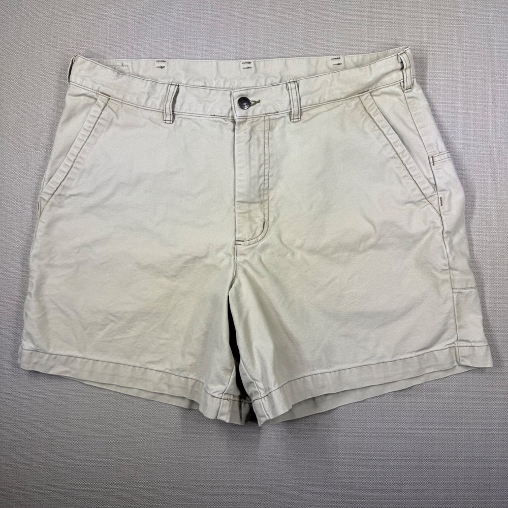 Patagonia Mens Stand Up Shorts Organic Cotton Canvas Tan Hiking Outdoor Size 36